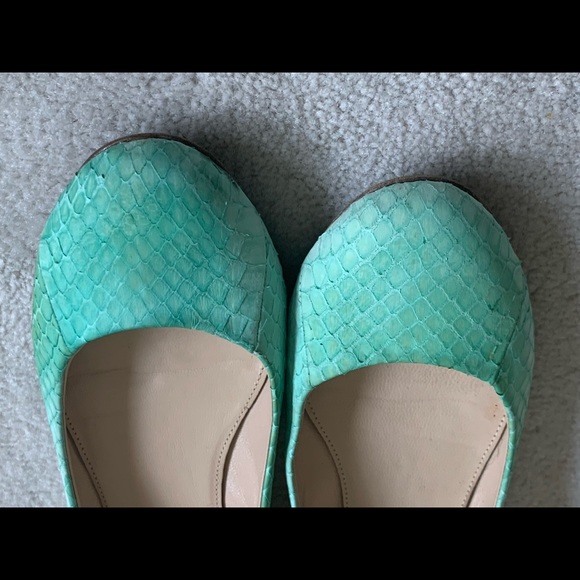 🌸HP🌸 Rare Find, J. Crew Collection Janey Snakeskin Flats, Metallic heels, 7.5 - Picture 11 of 16